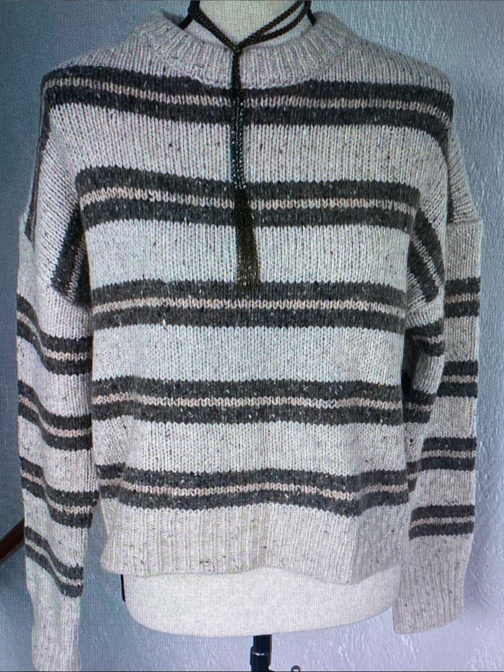 Spiritual Gangster Neutral Stripe Half-Zip Sweater
